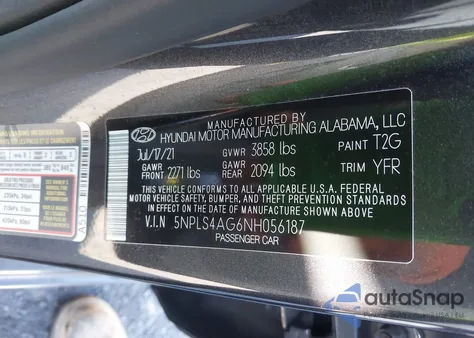 2022 Hyundai Elantra Sel from USA, damaged, VIN 5NPLS4AG6NH056187